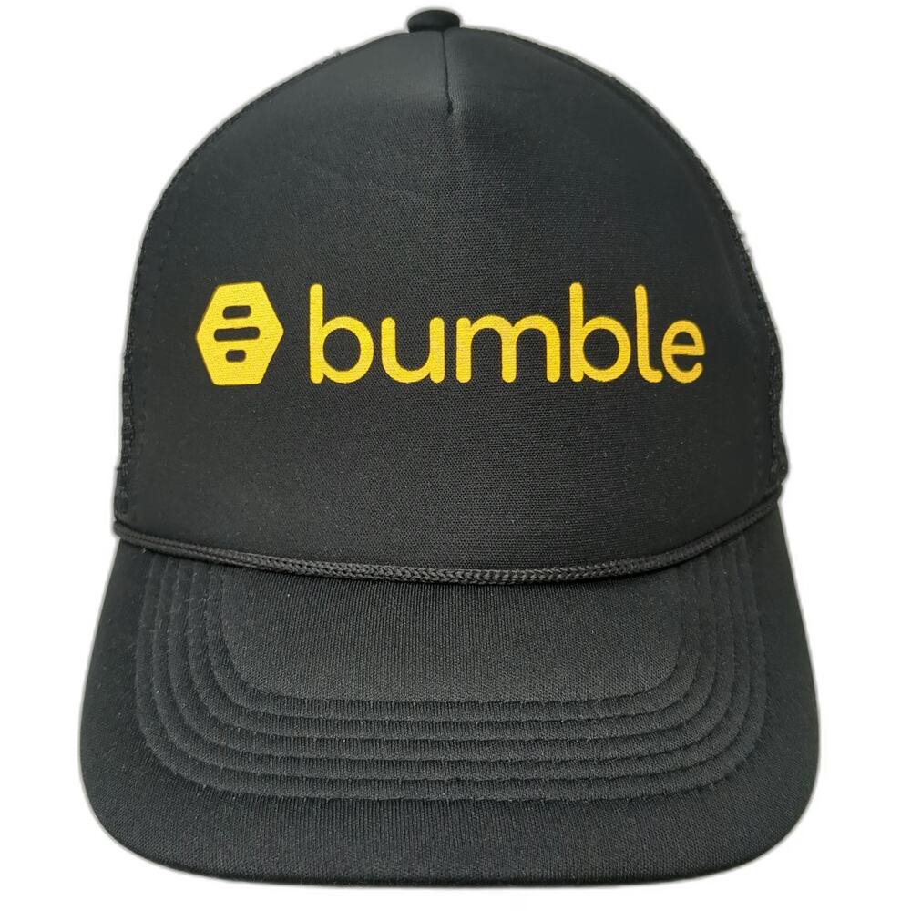 Bumble Trucker Hat Black One Size Mesh Snapback Foam Front Logo Dating App Promo